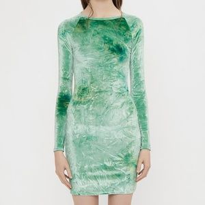 Eckhaus Latta Green Velvet Raglan Mini Dress